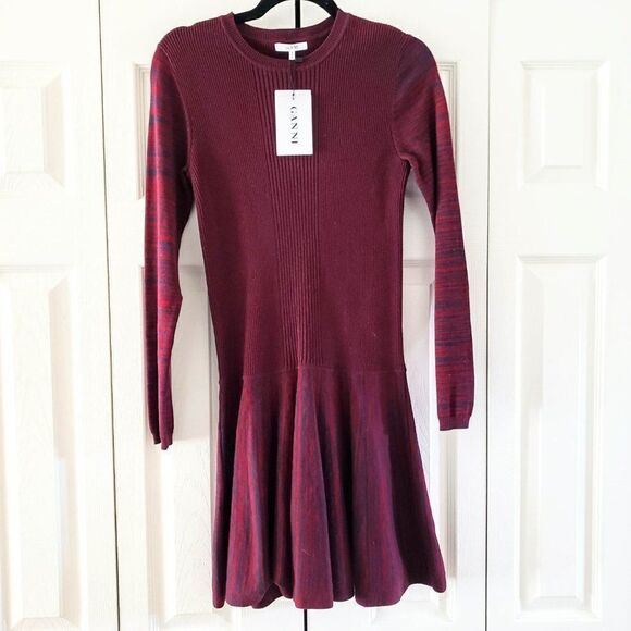 Ganni Harrison Cabernet Eclipse Dress Size Medium - Picture 6 of 7
